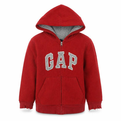 Gap Boys Red Full Zip Hoodie 6-7 Years with Logo Hooded Casual
