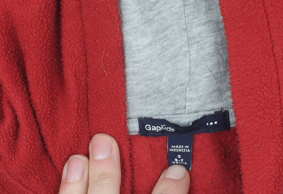 Gap Boys Red Full Zip Hoodie 6-7 Years with Logo Hooded Casual