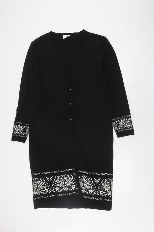 Classics Women's Black Cardigan Size 14 Floral Design