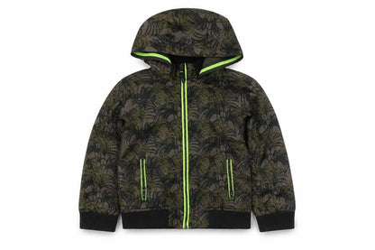 Front view of Mini B boys’ multicoloured bomber jacket, 6-7 years, hooded zip