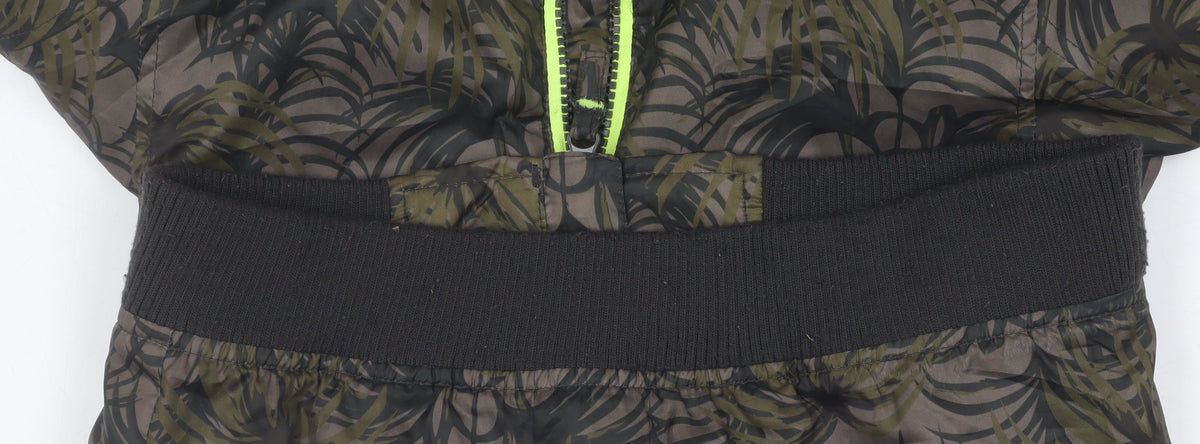 Close-up detail of Mini B boys’ multicoloured bomber jacket, 6-7 years, hooded zip