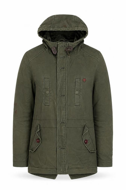 FLY53 Women's Green Parka Jacket, Size S, Casual Style