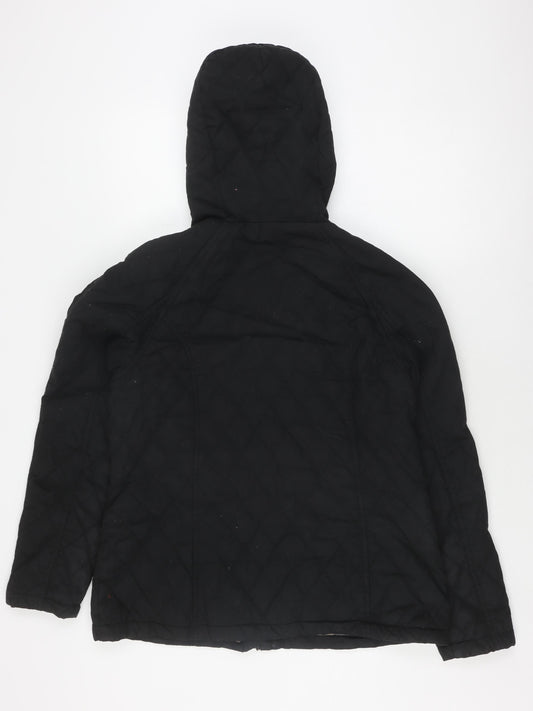 FatFace Women's Black Quilted Cotton Hooded Jacket Size 12