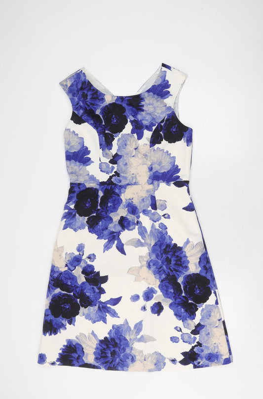 Laura Ashley Women's Blue Floral Sheath Dress Size 10