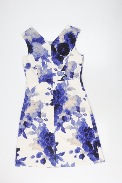 Laura Ashley Women's Blue Floral Sheath Dress Size 10