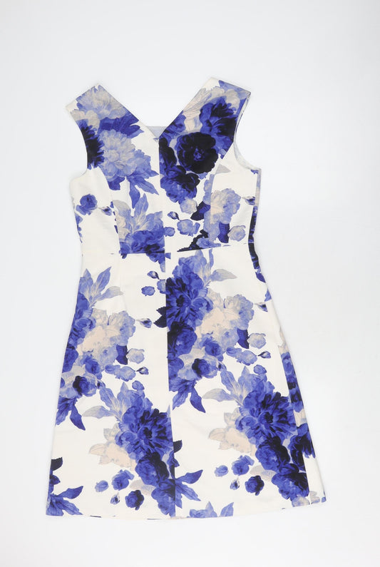 Laura Ashley Women's Blue Floral Sheath Dress Size 10