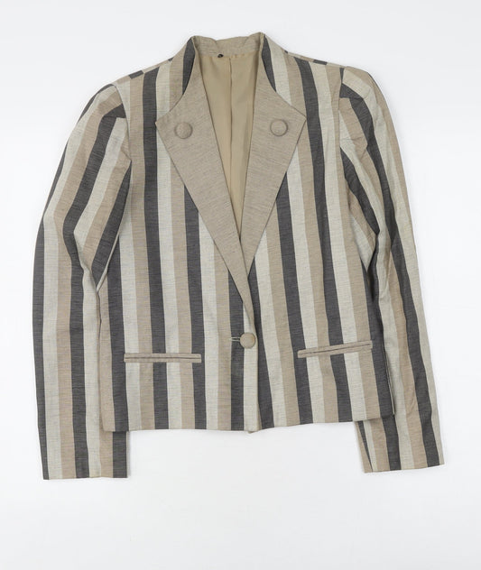 Jacques Vert Women's Beige Striped Blazer S