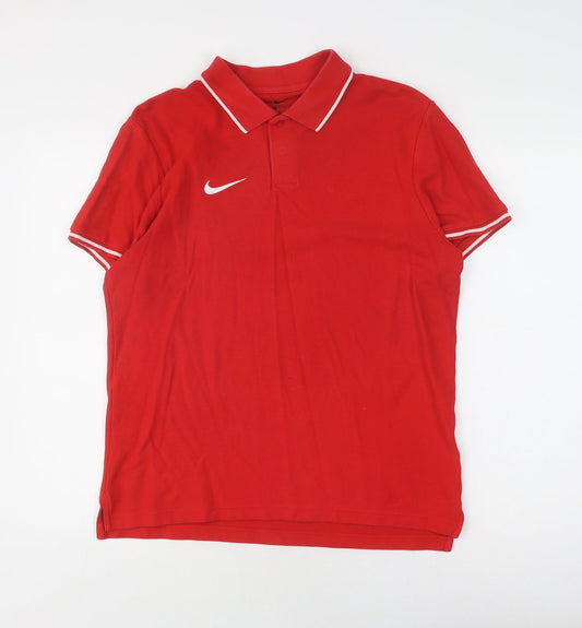 Nike Men's Red Polo M, Short Sleeve, Sports Style