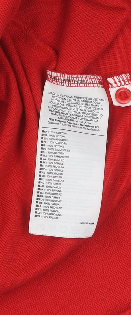 Nike Men's Red Polo M, Short Sleeve, Sports Style