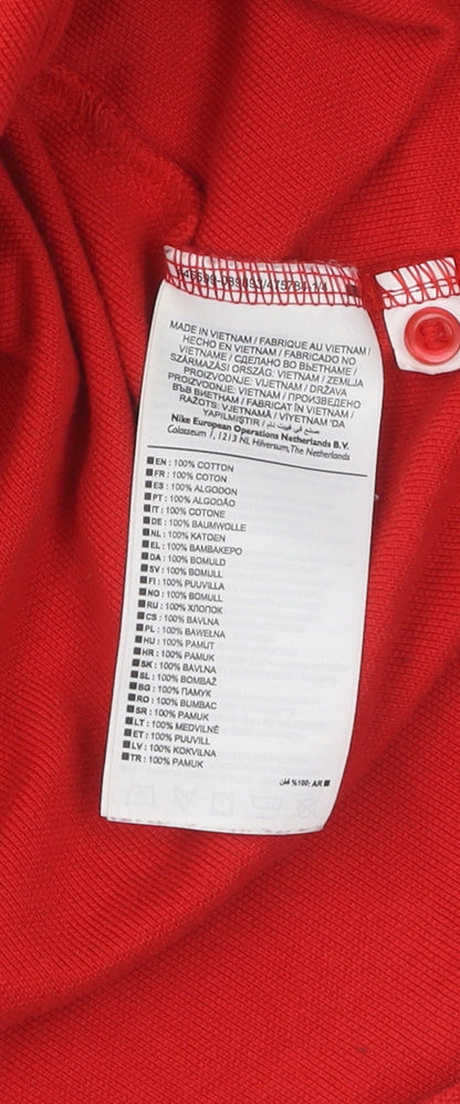 Nike Men's Red Polo M, Short Sleeve, Sports Style