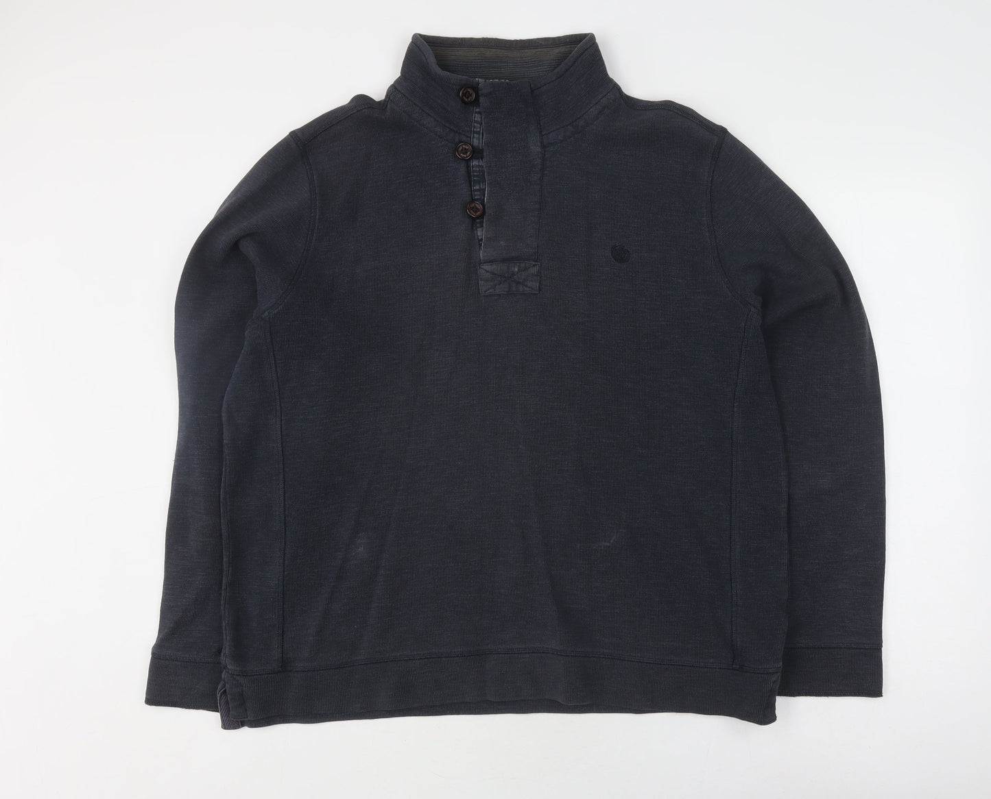 Mens UK Size L Fat Face Blue Henley Sweatshirt