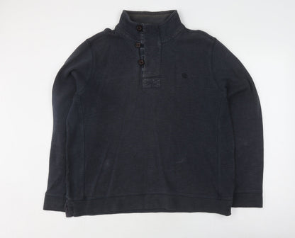 Mens UK Size L Fat Face Blue Henley Sweatshirt