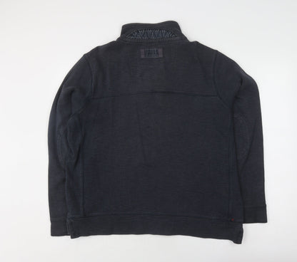 Mens UK Size L Fat Face Blue Henley Sweatshirt