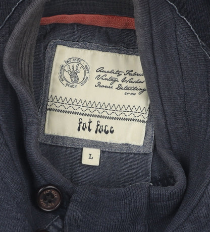 Mens UK Size L Fat Face Blue Henley Sweatshirt
