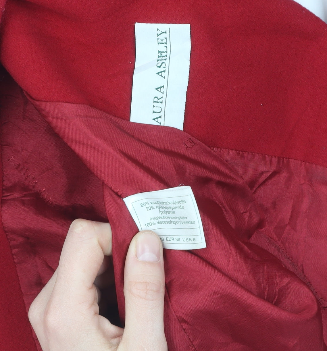 Laura Ashley Women's Red Wool Blazer, Size 8, Classic Style