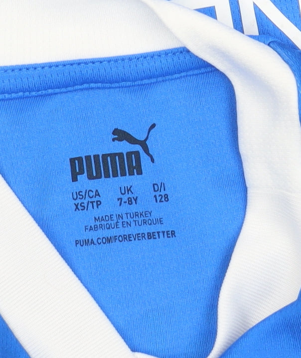 Puma Boys Blue Football Jersey, 7-8 Years, Short Sleeve Casual