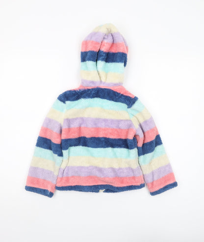 John Lewis Girls Multicoloured Stripe Hooded Jacket - Size 6