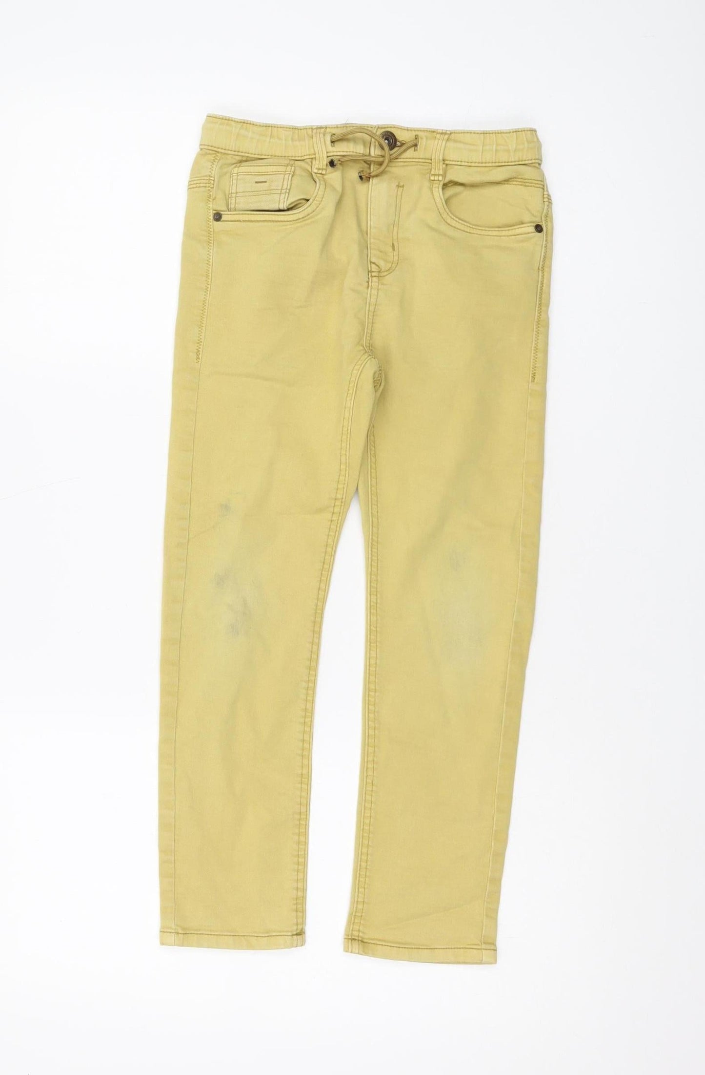 Zara Boys Beige Drawstring Jeans, 7 Years, Elastic Waist