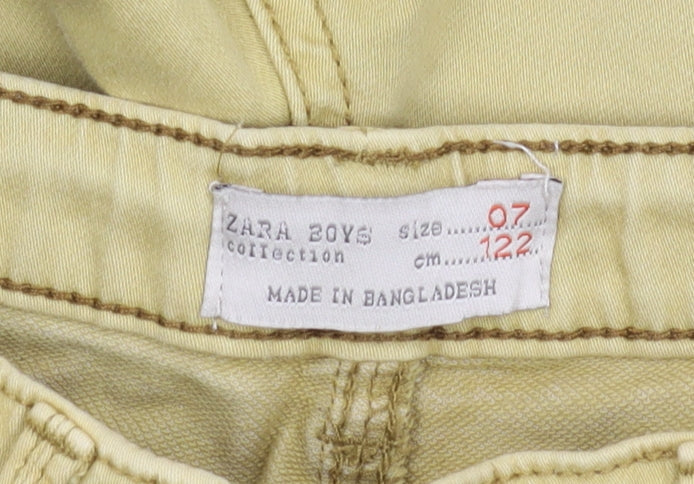 Zara Boys Beige Drawstring Jeans, 7 Years, Elastic Waist
