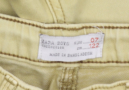 Zara Boys Beige Drawstring Jeans, 7 Years, Elastic Waist