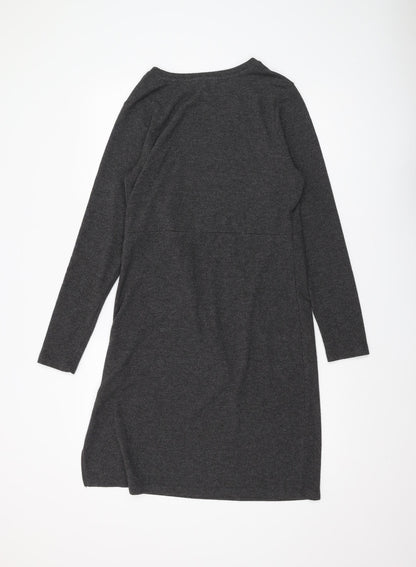 Next Women's Grey Long Sleeve Dress Size 14