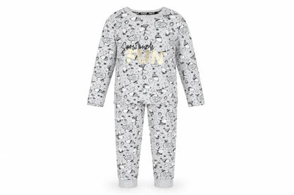 George Girls Peanuts Pyjama Set Grey 9-10Y Graphic Print