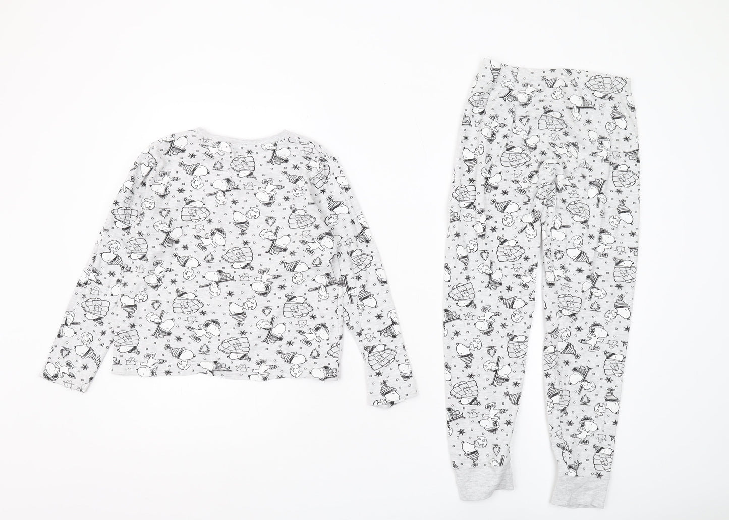 George Girls Peanuts Pyjama Set Grey 9-10Y Graphic Print