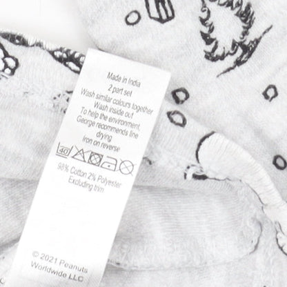 George Girls Peanuts Pyjama Set Grey 9-10Y Graphic Print