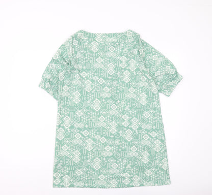 Julipa Women's Green Geometric T-Shirt, Size 10