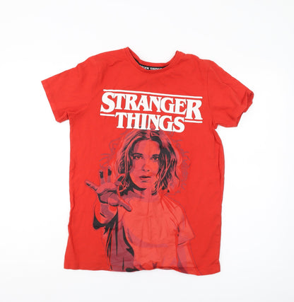 Netflix Stranger Things Men's Red Graphic T-Shirt - Medium