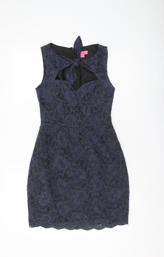 Monsoon Women's Black Lace Bodycon Dress Size 8 Party