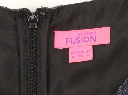 Monsoon Women's Black Lace Bodycon Dress Size 8 Party