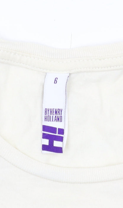Womens UK Size 6 By Henry Holland Beige Basic T-Shirt