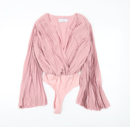 In The Style Women's Pink Pleated Bodysuit