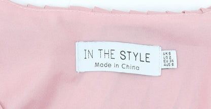 In The Style Women's Pink Pleated Bodysuit