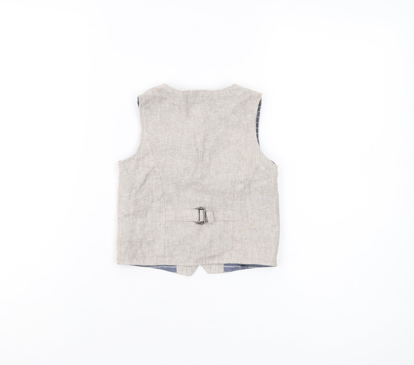 Next Unisex Baby Beige Waistcoat 12-18 Months Linen Formal