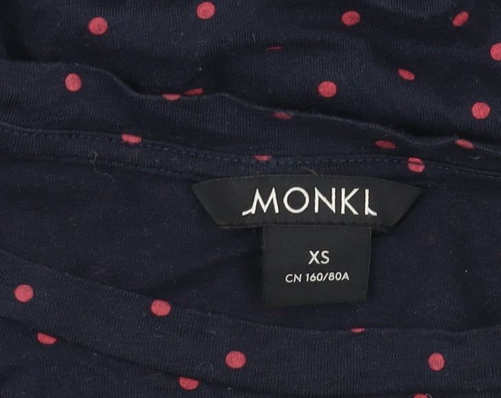 Monki Women's Blue Polka Dot T-Shirt XS