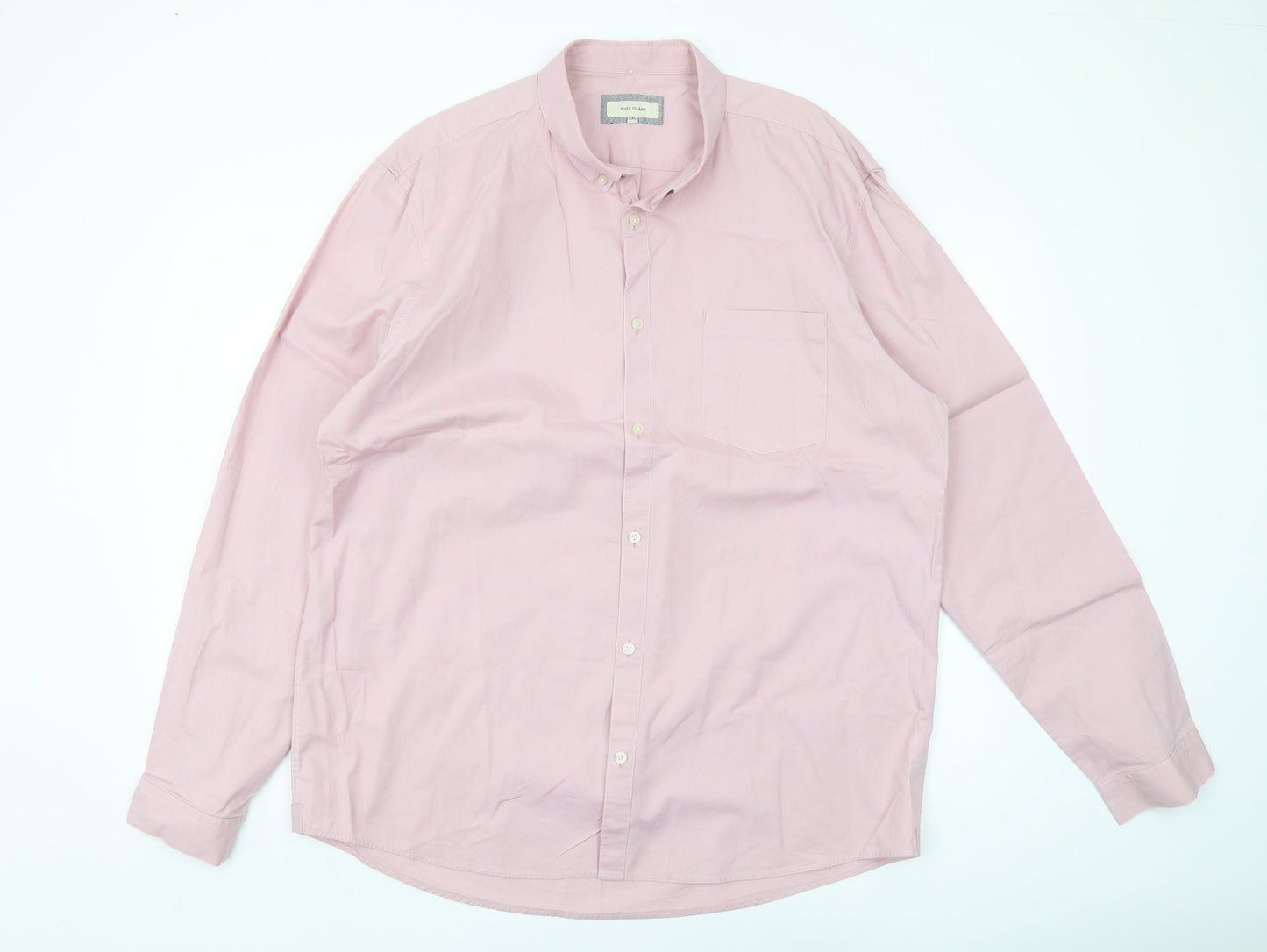 River Island Pink Long Sleeve Men's 2XL Casual Shirt