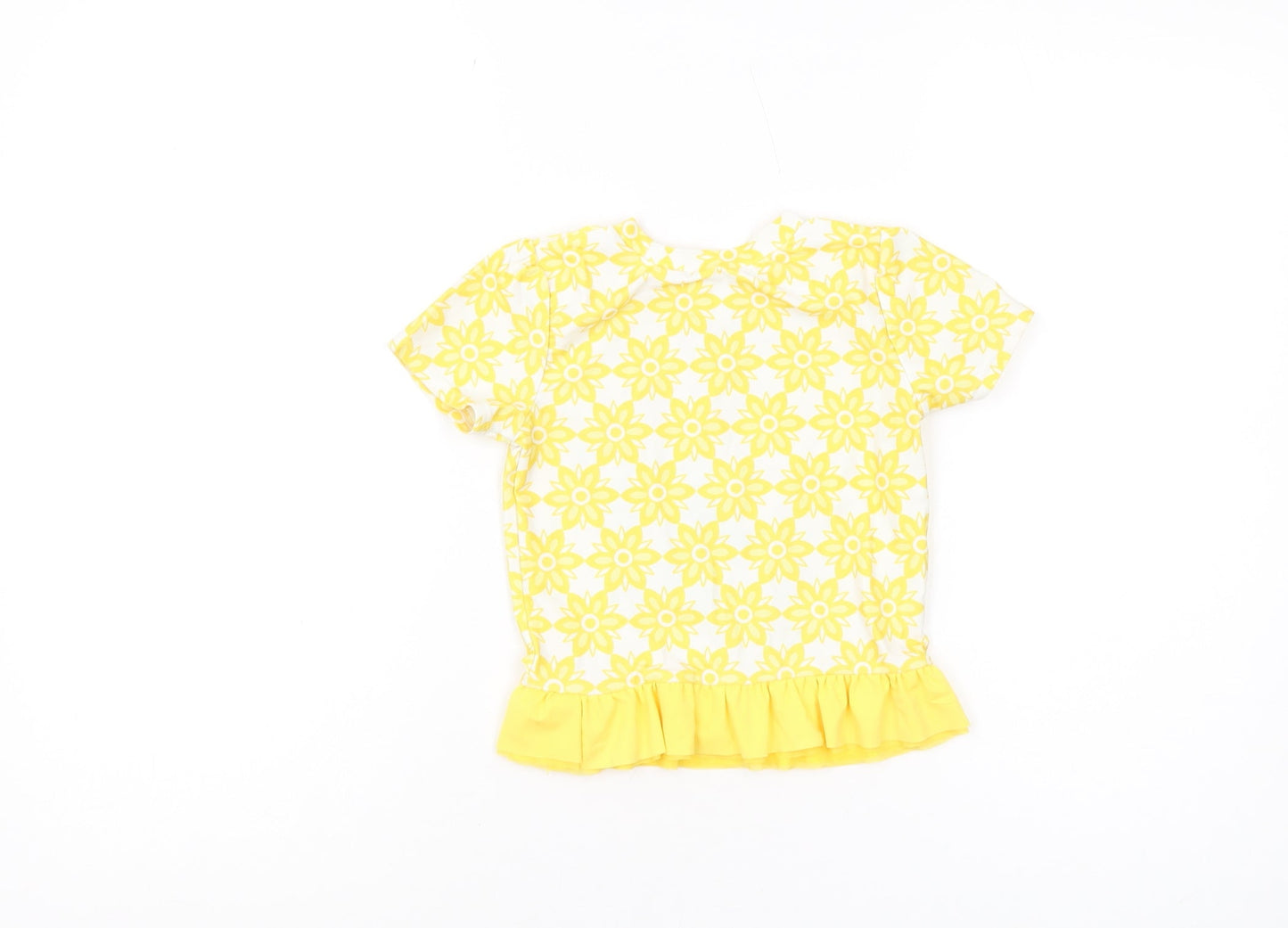 Disney Frozen Girls Yellow Rash Guard 5-6 Years Floral