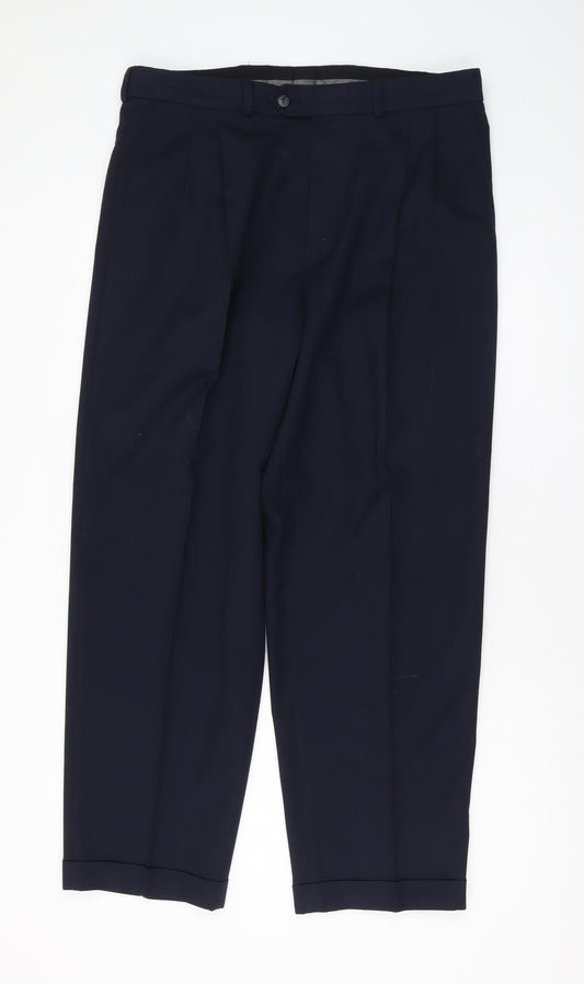 Debenhams Men's Black Dress Pants, 36L, Pleated, Formal