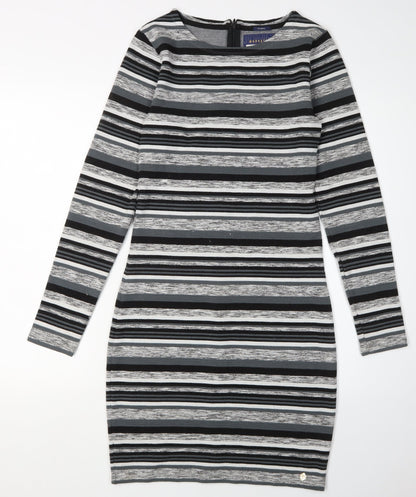 Superdry Women's Grey Striped Bodycon Dress XS