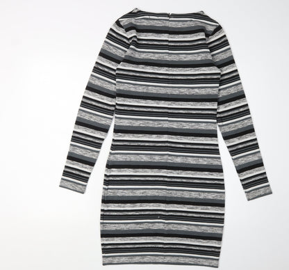 Superdry Women's Grey Striped Bodycon Dress XS