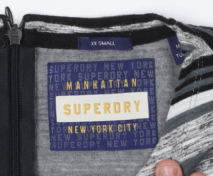 Superdry Women's Grey Striped Bodycon Dress XS