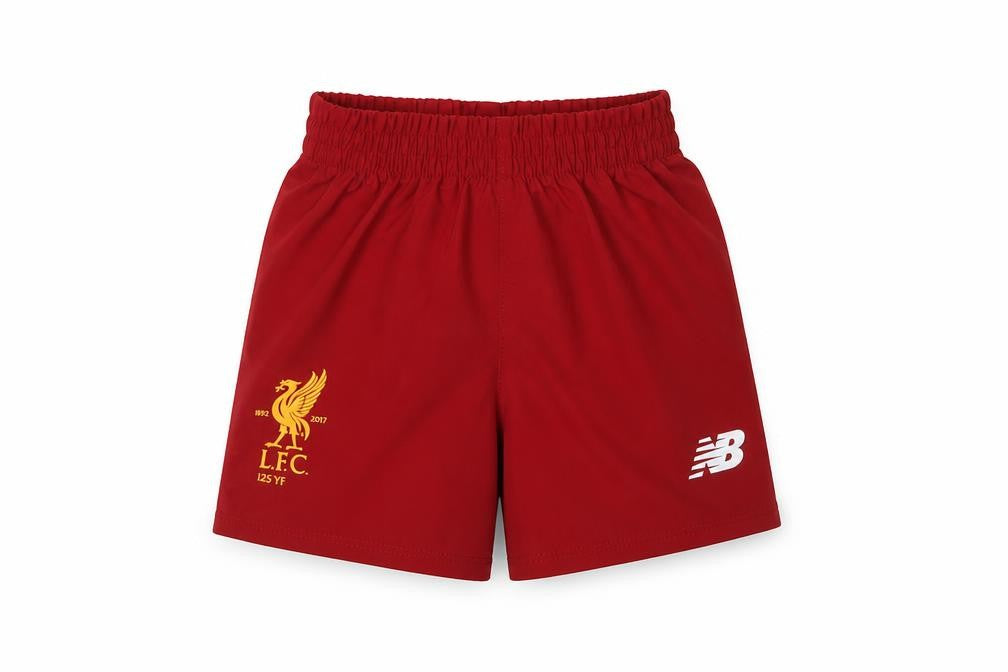 Front view of New Balance unisex baby red shorts 3-6 months polyester