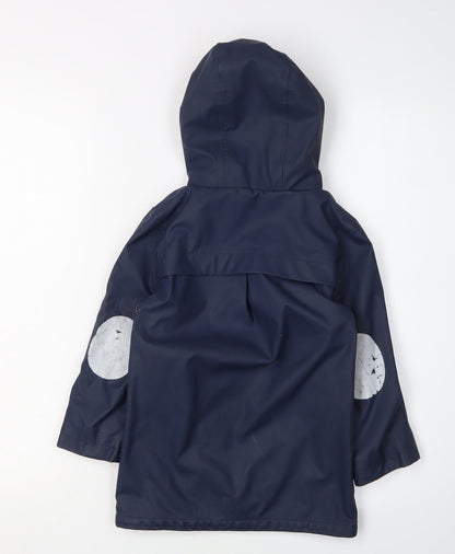 White Stuff Girls Blue Rain Coat 3-4 Years Waterproof Hooded