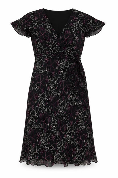 Jaeger Women's Black Floral Silk Wrap Dress, Size 12