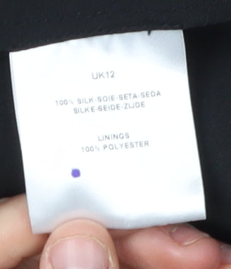 Jaeger Women's Black Floral Silk Wrap Dress, Size 12