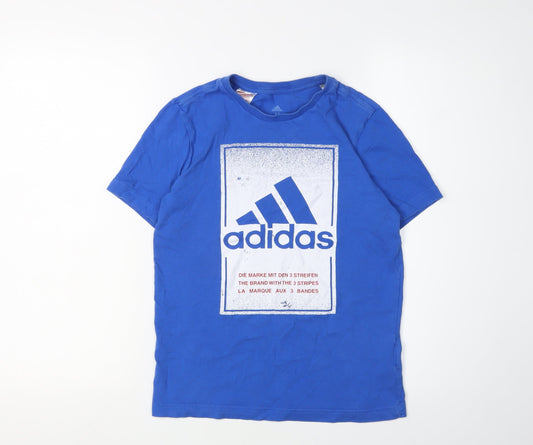 Additional front view of Adidas boys’ blue graphic print t-shirt, size M