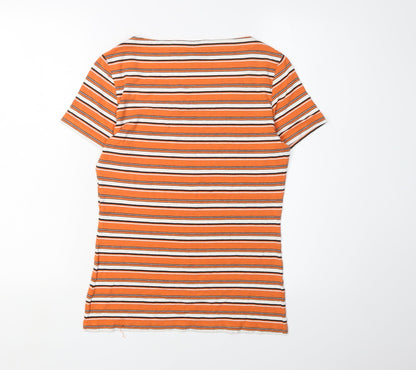 Womens UK Size 8 Daniel Hechter Orange Basic T-Shirt