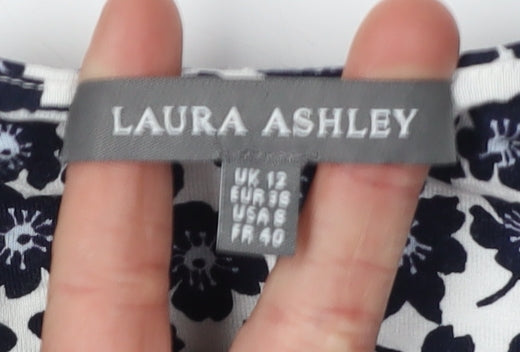 Laura Ashley Women's Black Floral Blouse, Size 12